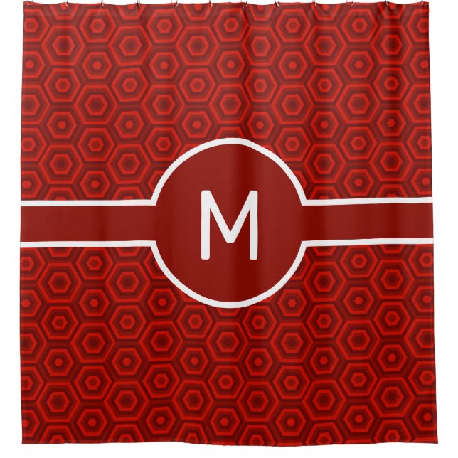 Rote Hexagons mit mittlerer Geometrie Duschvorhang (Vorderseite)
