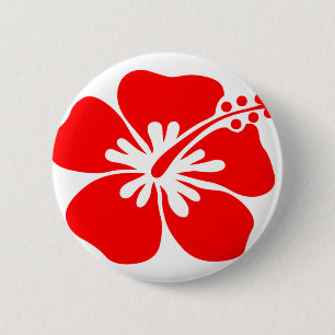 Rote Hibiskus-Blume Button