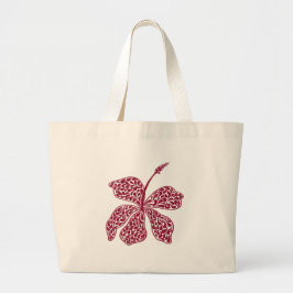 Rote Hibiskus-Blume Jumbo Stoffbeutel