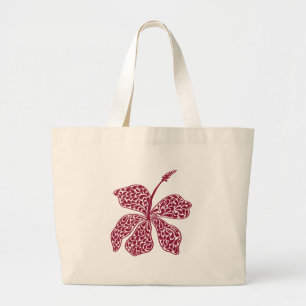 Rote Hibiskus-Blume Jumbo Stoffbeutel