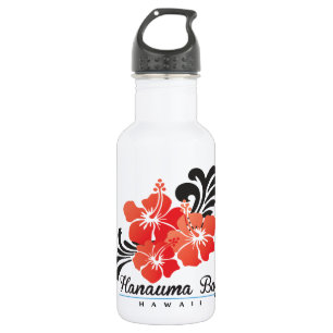 Rote Hibiskus-Blumen Hawaiis Edelstahlflasche