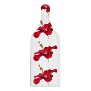 Rote Hibiskusblüte Seitenansicht Schneidebrett