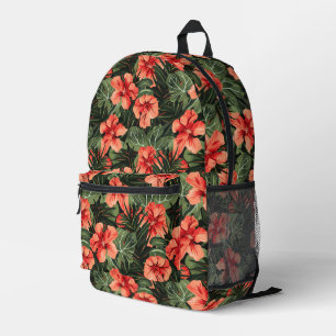 Rote Hibiskusblüten Bedruckter Rucksack
