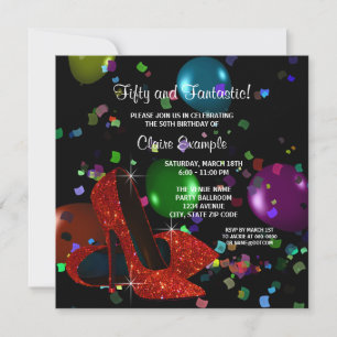 Rote High Heel Schuhe Damen Geburtstagsfeier Einladung