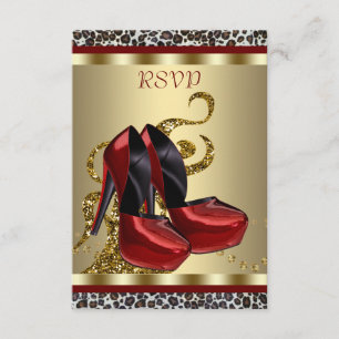 Rote High Heel Schuhe Leoparden Sweet Sixteen Antw RSVP Karte