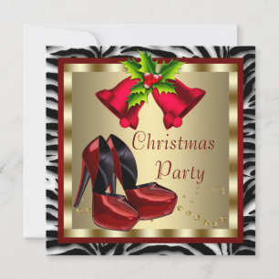 Rote High Heel Schuhe Roter Zebra Weihnachtsfeier Einladung