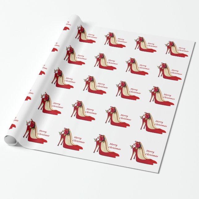 Rote High Heel Schuhe / Santa Elf Geschenkpapier (Ungerollt)