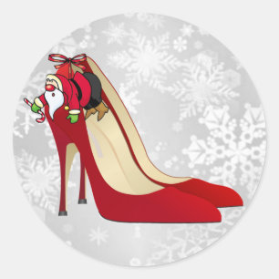 Rote High Heel Schuhe / Santa Elf Runder Aufkleber