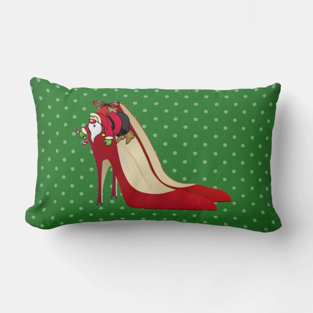Rote High Heel Schuhe / Santa Elf / Throw Kissen (Vorderseite)