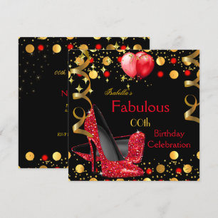 Rote High Heels Goldene Ballons Geburtstagsfeier Einladung