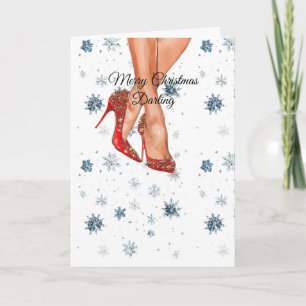 Rote High Heels Weibliche Beine Weihnachten Karte