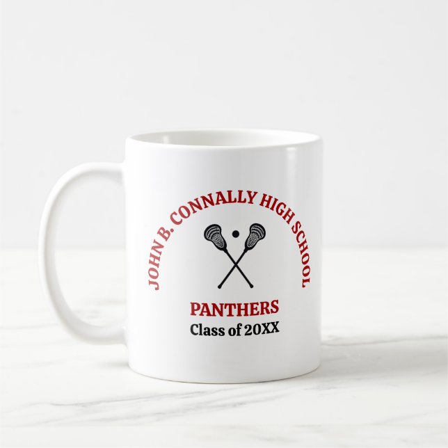 Rote High School Lacrosse-Mannschaft Personalisier Kaffeetasse (Links)