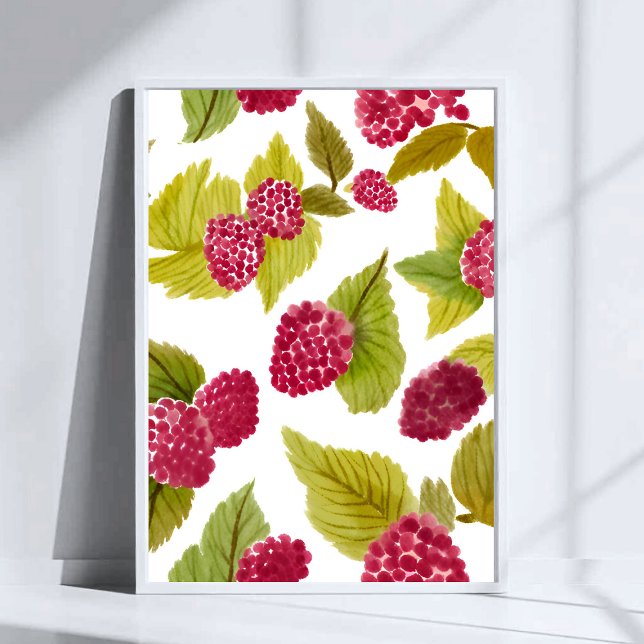 Rote Himbeeren Aquarell Früchte Gemalt Poster (Von Creator hochgeladen)
