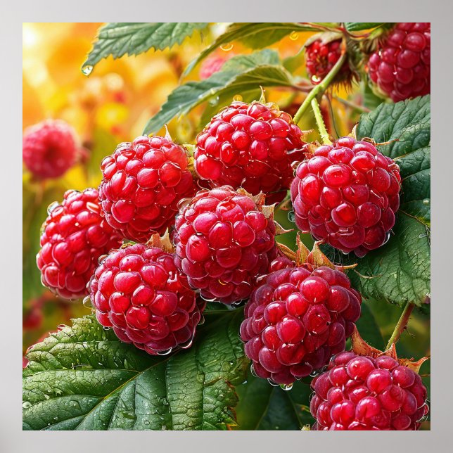 Rote Himbeeren Poster (Vorne)
