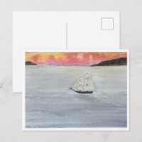Rote Himmel bei Nacht, Seeleute glücklich Postkart