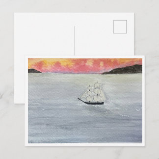 Rote Himmel bei Nacht, Seeleute glücklich Postkart Postkarte