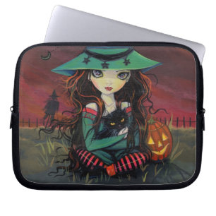 Rote Himmel des Oktober Halloween Hexen Kunst Laptopschutzhülle