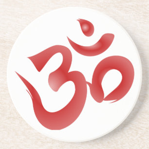 Rote hindische Symbol-OM-Om Devanagari Getränkeuntersetzer