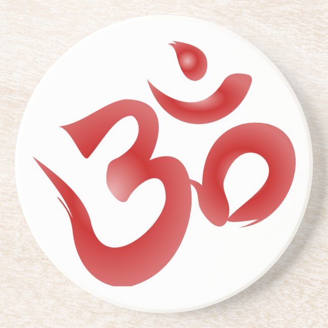 Rote hindische Symbol-OM-Om Devanagari Getränkeuntersetzer (Vorne)