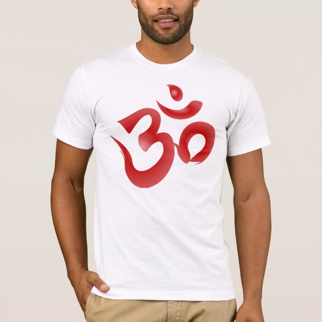 Rote hindische Symbol-OM-Om Devanagari T-Shirt (Vorderseite)
