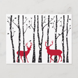 Rote Hirsche im Birkenwald Postkarte
