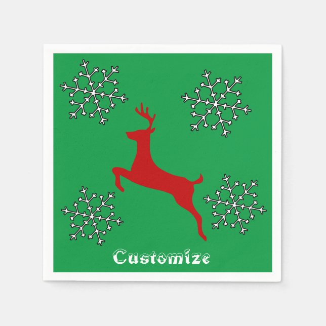 Rote Hirschschschneeflocken springen Thunder_Cove Serviette (Vorderseite)