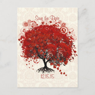 Rote Hochzeit Baum Save The Date Silber Wolke Dama Ankündigungspostkarte