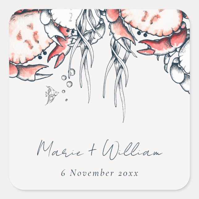 Rote Hochzeit der Marine Quadratischer Aufkleber (Vorderseite)