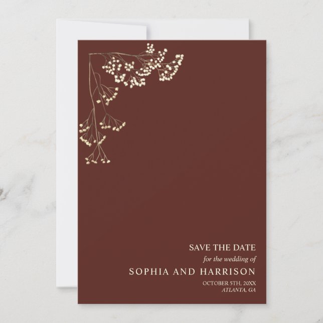 Rote Hochzeit der Rustikalen Gypsophila-Rübe Save The Date (Vorderseite)