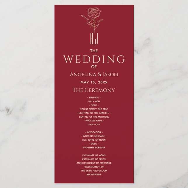 Rote Hochzeit Programm (Vorderseite)