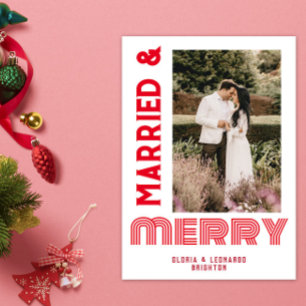 Rote Hochzeit Verheiratet und fröhlich Feiertagskarte