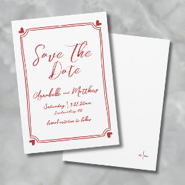 Rote Hochzeit von Hand speichern Datum Save The Date