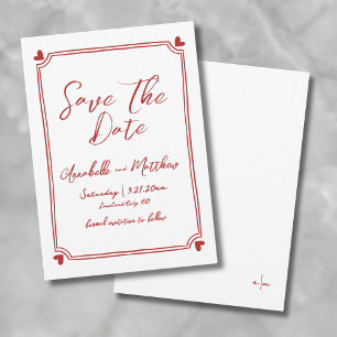 Rote Hochzeit von Hand speichern Datum Save The Date