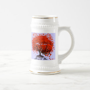 Rote Hochzeits-T-Shirts mit Baum-Motiv, Geschenke, Bierglas