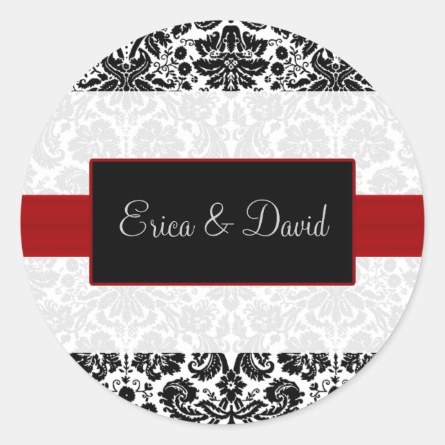 Rote Hochzeitsticker Runder Aufkleber (Vorderseite)