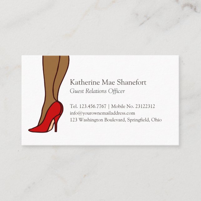 Rote hohe Heels-Stilett-Mode Visitenkarte (Vorderseite)