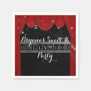 Rote HOLLYWOOD Vorhänge & Silber Party Custom Serviette