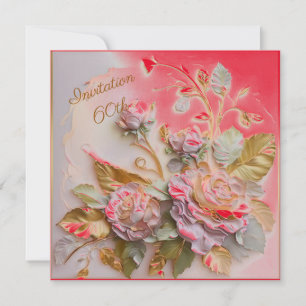 Rote Hot Rose Gold Skulpturierte Rose 60. Save The Date