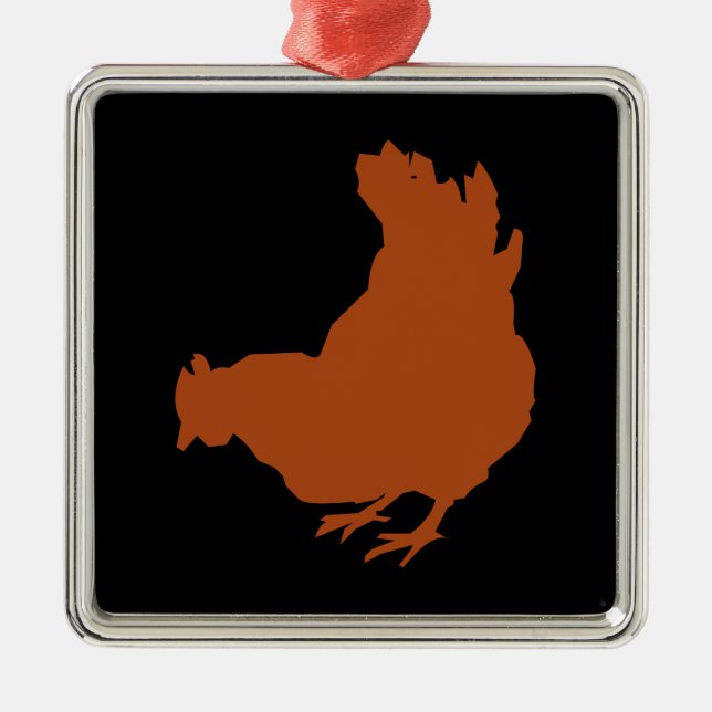 Rote Huhn-Henne Silbernes Ornament (Vorne)