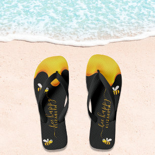 Rote Hummeln-Hummeln-Honig-Monogramm Flip Flops