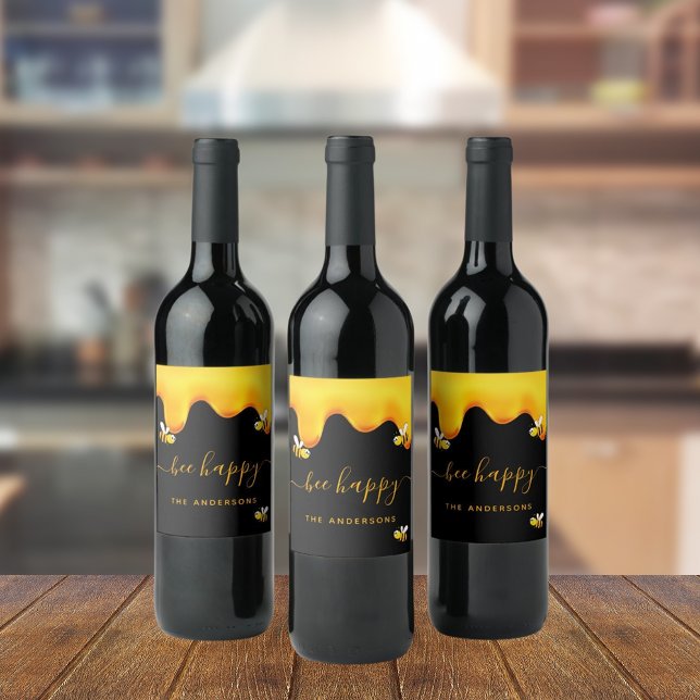 Rote Hummeln-Hummeln-Honig-Monogramm Weinetikett (Von Creator hochgeladen)