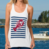 Rote Hummer Monogramm Blauer Streifen
