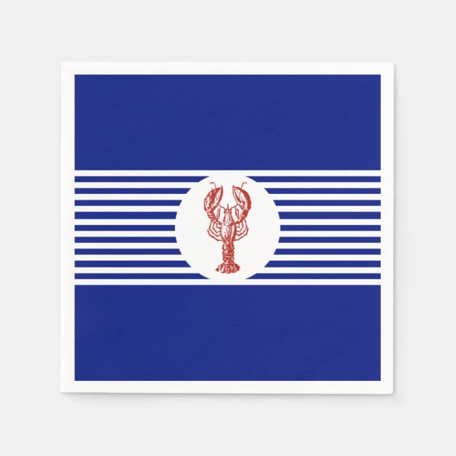 Rote Hummer und Streifen Serviette (Vorderseite)