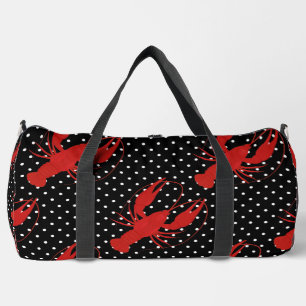 Rote Hummerpolka-Punkte schwarz Duffle Bag