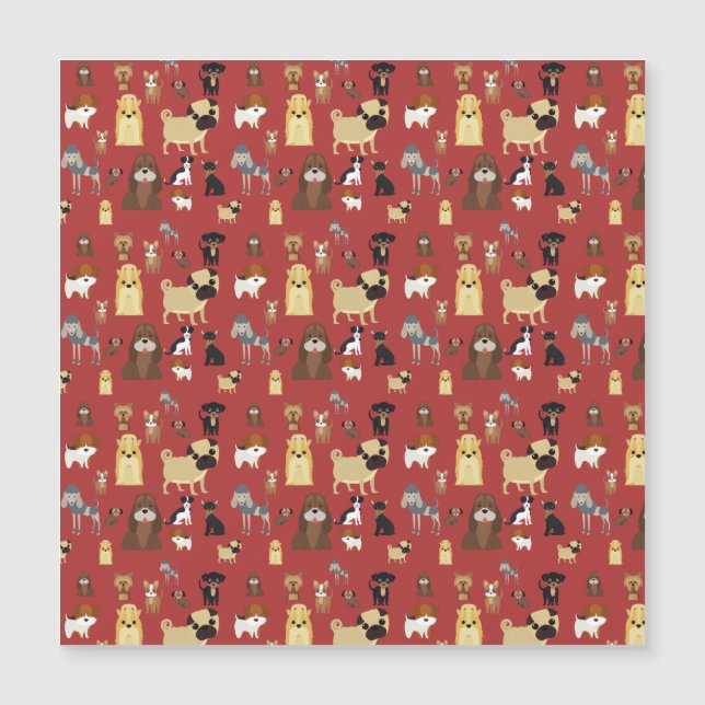 rote Hundemuster. Magnetkarte (Vorderseite)