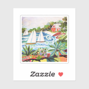 Rote Hütte an der Bucht II Aufkleber