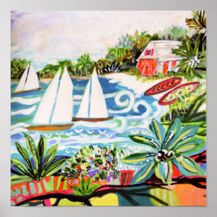 Rote Hütte an der Bucht II Poster