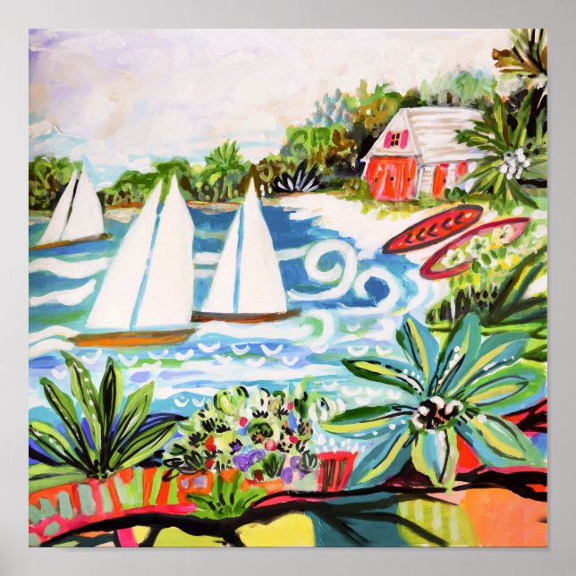 Rote Hütte an der Bucht II Poster (Vorne)