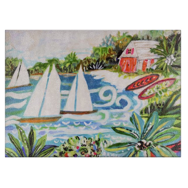 Rote Hütte an der Bucht II Schneidebrett (Vorderseite)