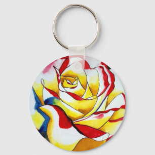 Rote Hybrid-Teerose-Blume Schlüsselanhänger